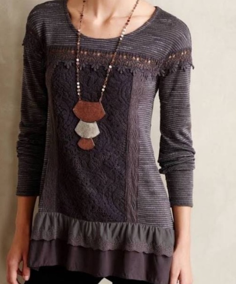 Anthropologie Tops - Anthropologie Meadow Rue Crochet/Lace Top
